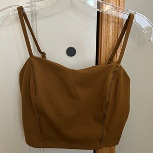 Women’s JoyLab crop tank top with metallic trim in golden tan color. Size small